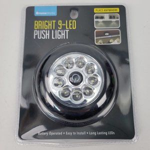 New HomeWorks Black Circle Bright 9-LED Push Light